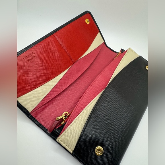 Rare Prada Continental Wallet w. Pink and White Stripes - Limited Edition - Picture 12 of 14